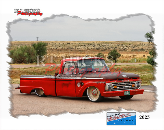 Red ford F-100 1964 Hot Rod Rock and rumble templet , 2023 Mo Templet 2021